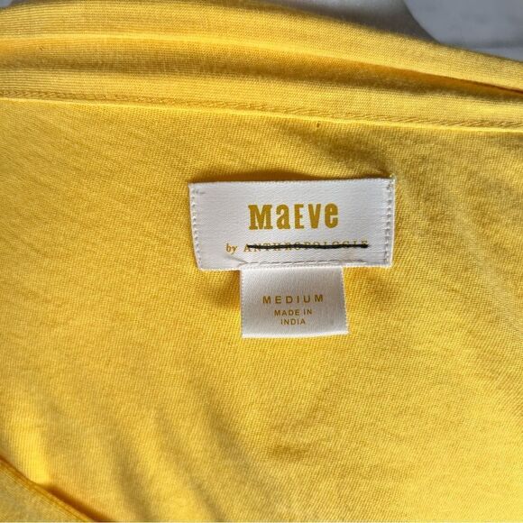 Anthropologie Maeve One Shoulder Bow Tee Knit Sunny Yellow Top M NEW $68 - Picture 6 of 7